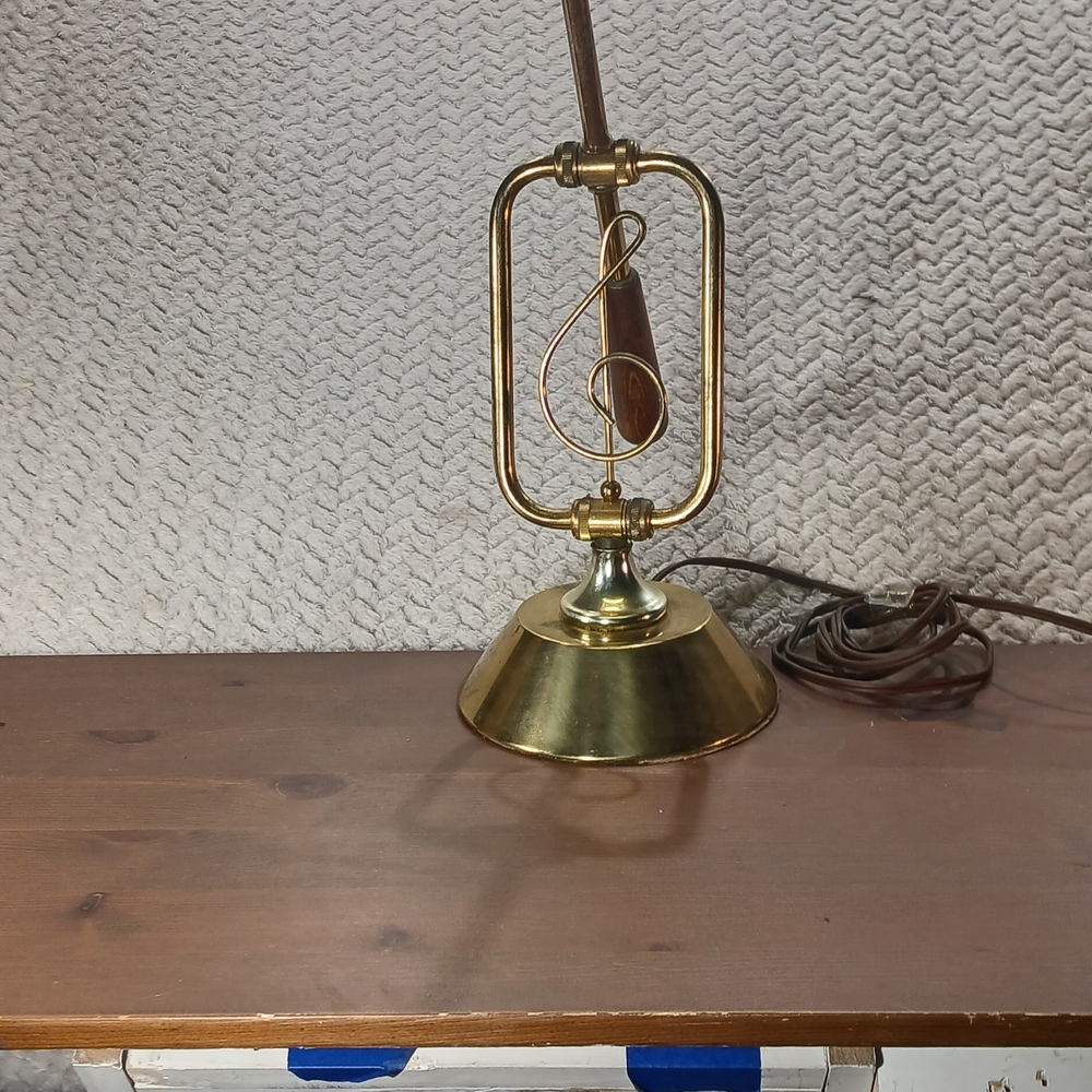 VTG Brass Piano Banker Lamp Desk Light Music Treble Clef Adjusts Musician Works
